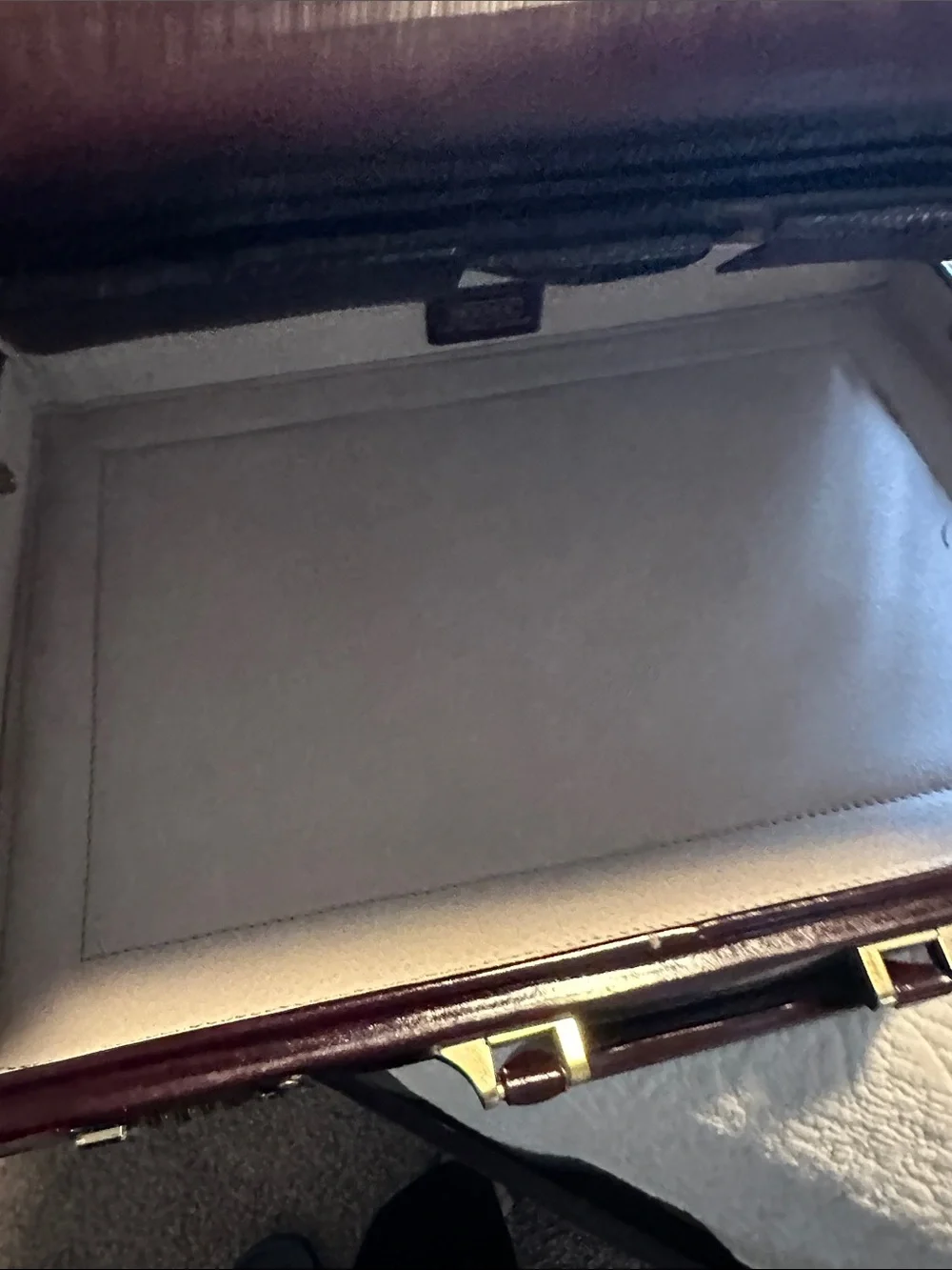 Heritage Black Leather Briefcase with Croc-Embossed Center